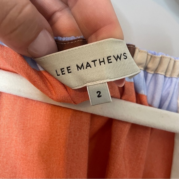 Lee Mathews Striped Puff Sleeve Blouse Size 2 US M/L Silk Cotton Blend - Picture 5 of 6